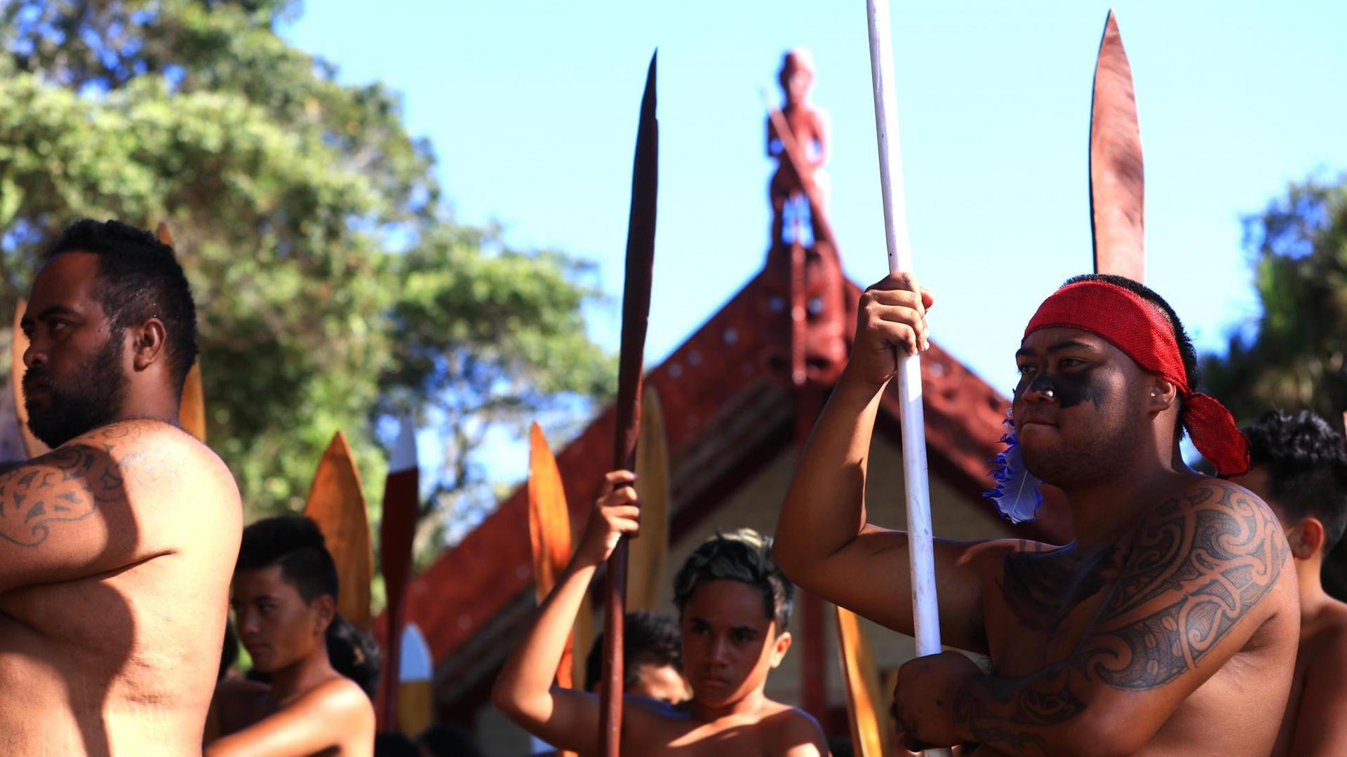 Maoris feiern de Waitangi-Tag in Neuseeland. Maoris feiern de Waitangi-Tag in Neuseeland.