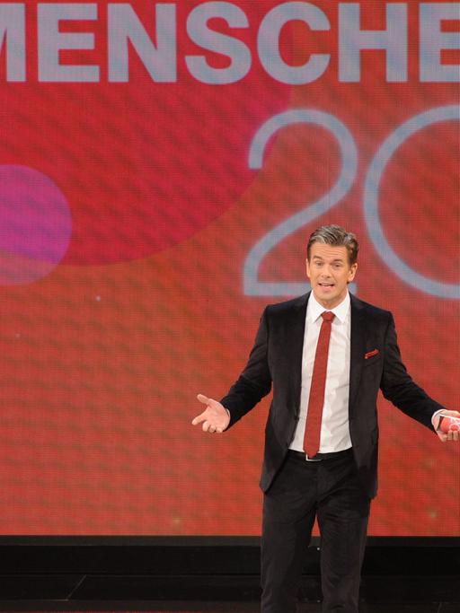 Jahresrückblick des ZDF: Der Moderator Markus Lanz bei der Aufzeichnung der Sendung "Menschen 2014".