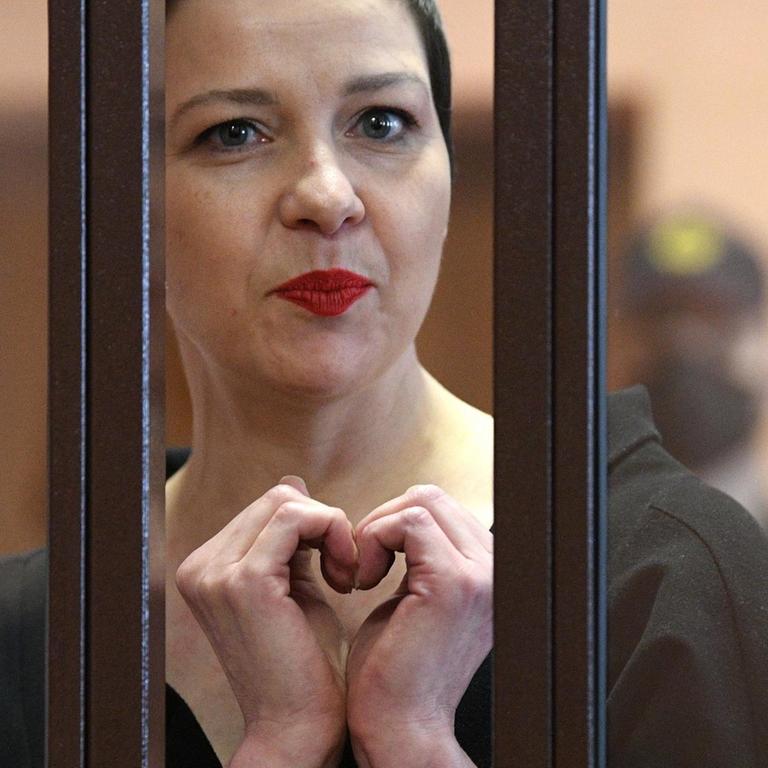Die belarusische Oppositionsführerin Maria Kolesnikowa vor einem Gericht in Minsk. 