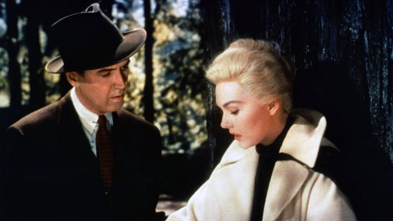 Kim Novak und James Stewart in Alfred Hitchcocks "Vertigo" (1958)