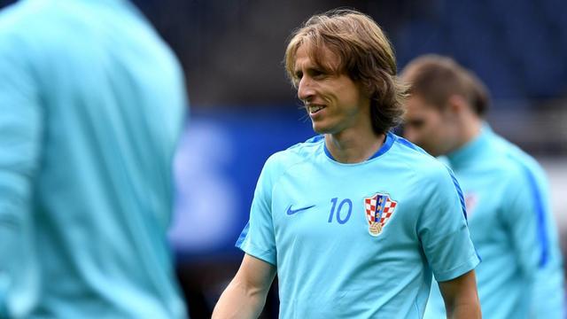 Luka Modric, Spieler der kroatischen Mannschaft, beim Training kurz vor ihrem ersten Spiel bei der Europameisterschaft in Frankreich.