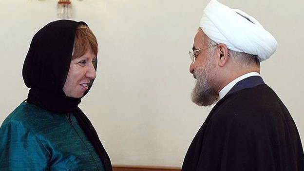 Die EU-Außenbeauftragte Catherine Ashton trifft Irans Präsident Hassan Ruhani.