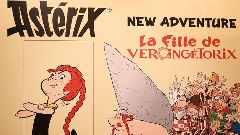 Ein Plakat vom neuen Asterix-Band "La fille de Vercingetorix" auf der Frankfurter Buchmesse in Frankfurt am Main. 17.10.2019 Ein Plakat vom neuen Asterix-Band "La fille de Vercingetorix" auf der Frankfurter Buchmesse in Frankfurt am Main. 17.10.2019