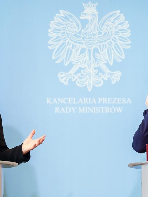 Bundeskanzlerin Angela Merkel und die polnische Ministerpräsidentin Ewa Kopacz bei den deutsch-polnischen Regierungskonsultationen.