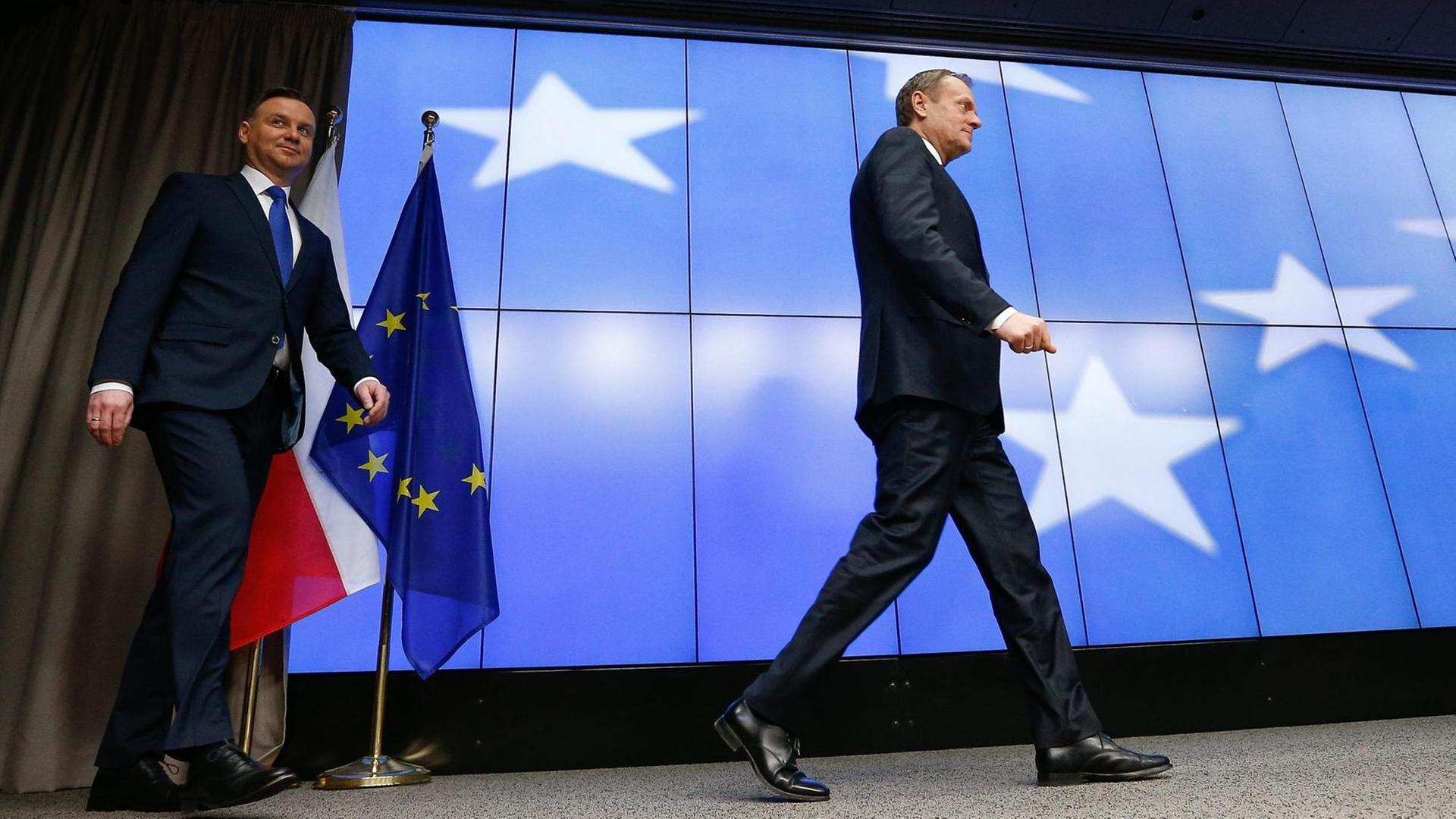 Donald Tusk und Andrzej Duda in Brüssel