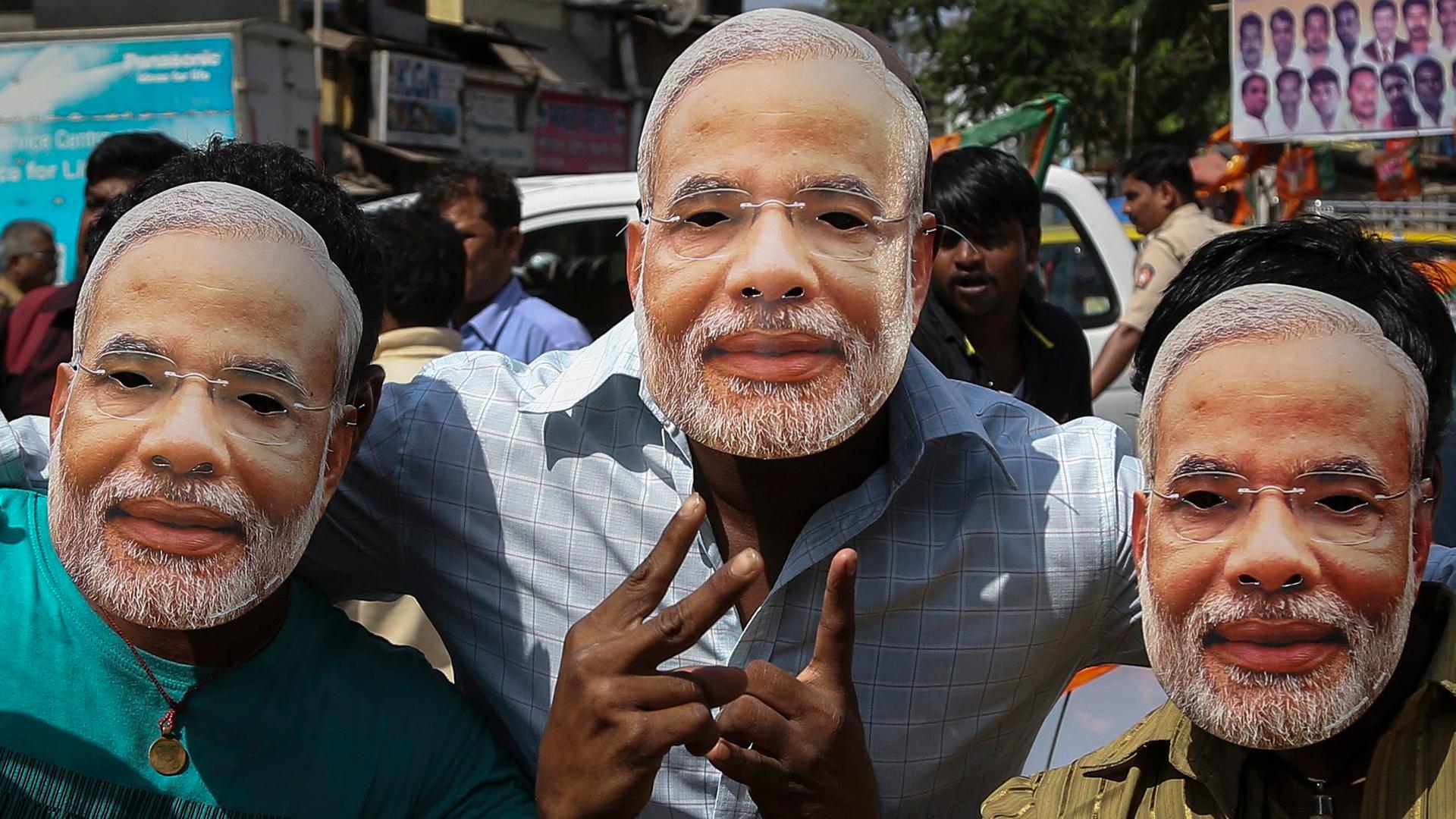 Anhänger des indischen Premiers Narendra Modi Anhänger des indischen Premiers Narendra Modi