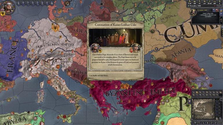 Ein Screenshot aus dem Strategiespiel "Crusader Kings II": Hier können die Spieler die Rolle einer historischen Dynastie übernehmen und versuchen, die Vorherrschaft über die Welt des Mittelalters zu erringen.