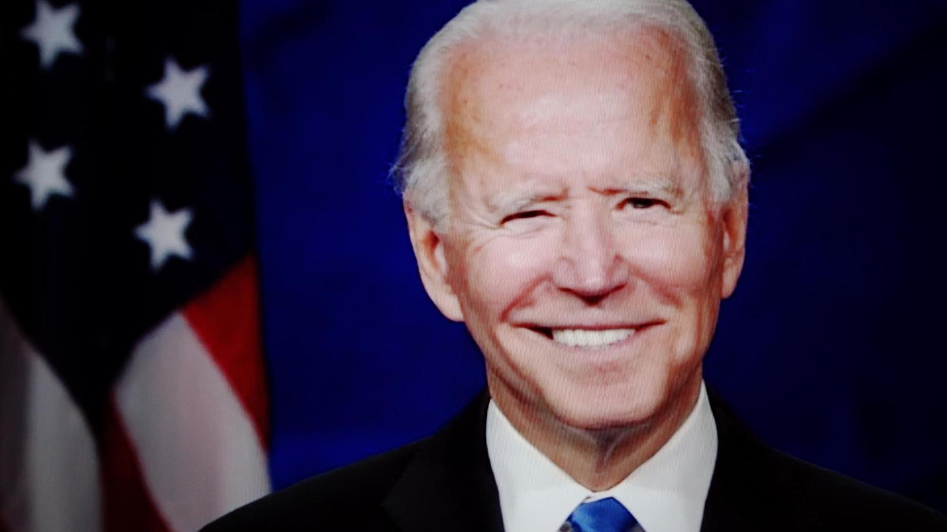 Screenshot: Der Präsidentschaftskandidat und ehemalige US-Vizepräsident Joe Biden als Screenshot, während seiner Rede vor der virtuellen Democratic National Convention am 20. August. Screenshot: Der Präsidentschaftskandidat und ehemalige US-Vizepräsident Joe Biden als Screenshot, während seiner Rede vor der virtuellen Democratic National Convention am 20. August.