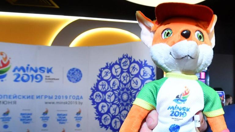 Europaspiele 2019: Füchslein Lesik als Maskottchen. Europaspiele 2019: Füchslein Lesik als Maskottchen.