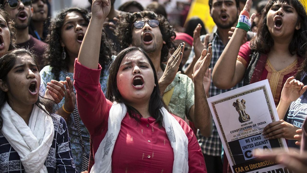 In allen Landesteilen, hier in Neu-Delhi, gab es Protest gegen das geplante Staatsbürgerschaftsgesetz