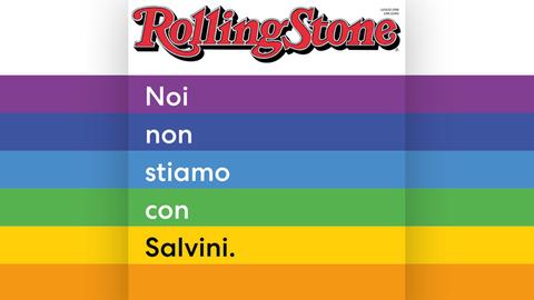 Auf dem regenbogenfarbenen Cover des Magazins findet sich ein italienischer Schriftzug, der deutsch übersetzt "wir sind nicht mit S