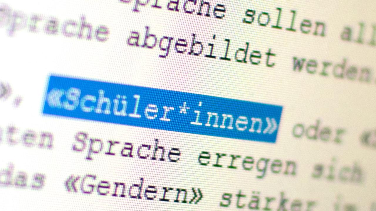Auf einem Bildschirm ist das Wort «Schüler*innen» zu sehen. Auf einem Bildschirm ist das Wort «Schüler*innen» zu sehen.
