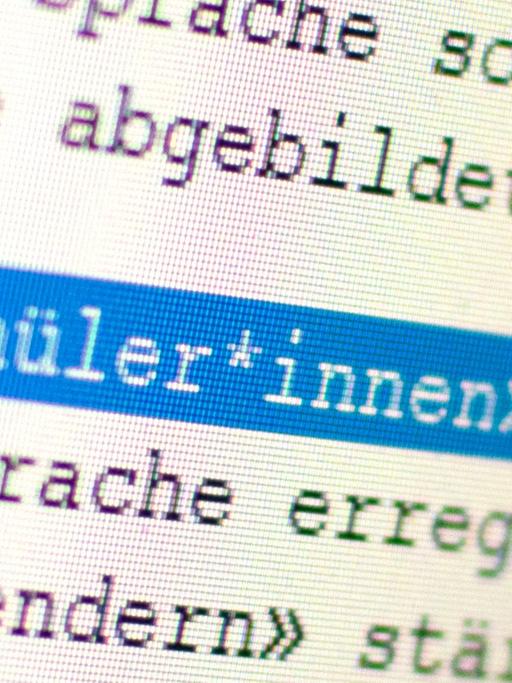 Auf einem Bildschirm ist das Wort «Schüler*innen» zu sehen.