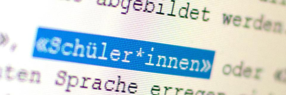 Auf einem Bildschirm ist das Wort «Schüler*innen» zu sehen. Auf einem Bildschirm ist das Wort «Schüler*innen» zu sehen.