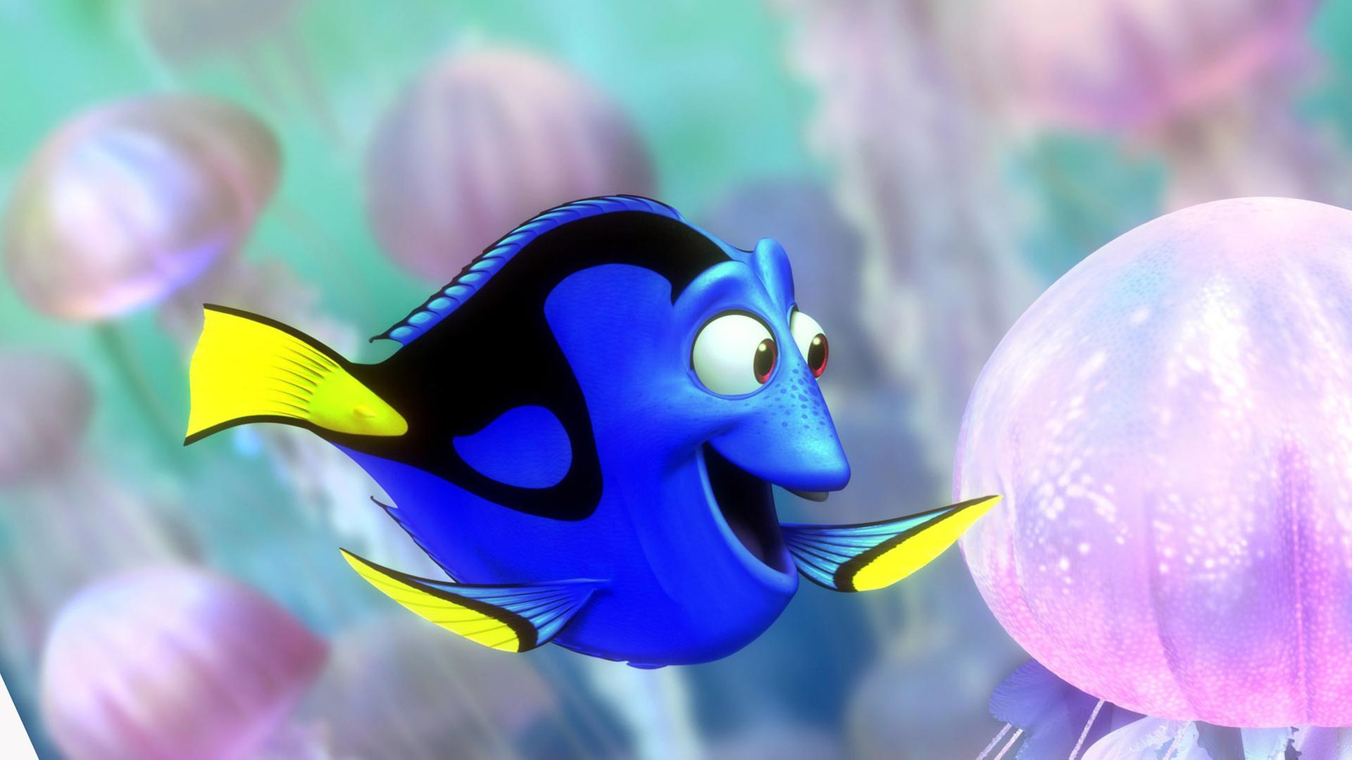 Dorie inmitten eines Schwarms von Quallen (Szenenfoto). Dorie inmitten eines Schwarms von Quallen (Szenenfoto).
