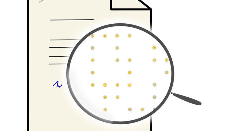 Tracking Dots auf Farbausdrucken Tracking Dots auf Farbausdrucken