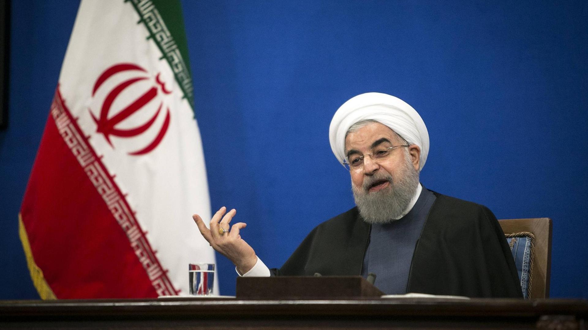 Irans Präsident Hassan Rohani am 11. April 2017 in Teheran. Irans Präsident Hassan Rohani am 11. April 2017 in Teheran.