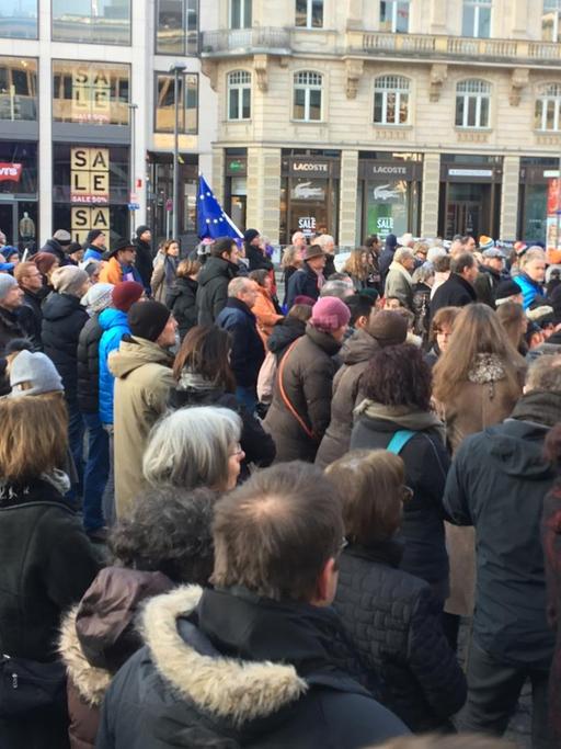 Menschen in Frankfurt demonstrieren für ein starkes Europa