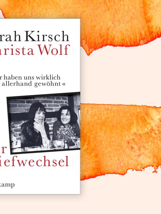 Auf dem Cover ist ein Foto auf hellem Hintergrund zu sehen. Darauf Sarah Kirsch und Christa Wolf, die vor einer Wand in Fachwerkoptik sitzen.