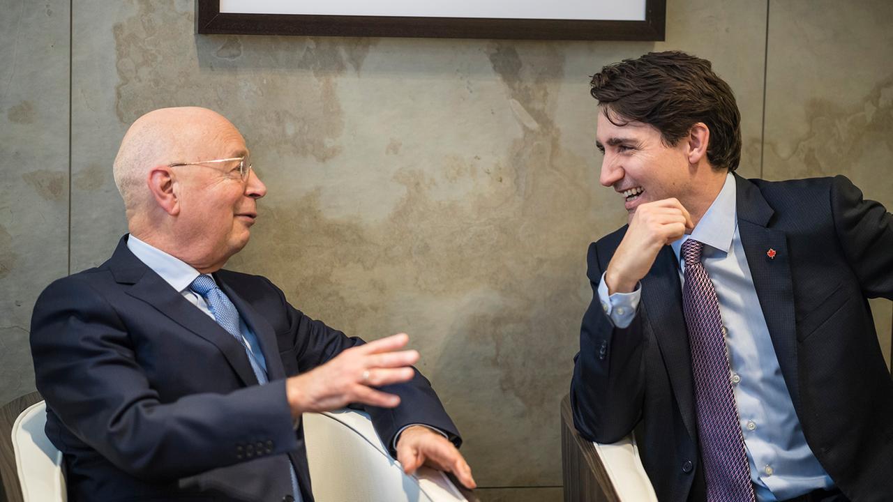 Klaus Schwab im Gespräch mit dem Premierminister Kanadas, Justin Trudeau