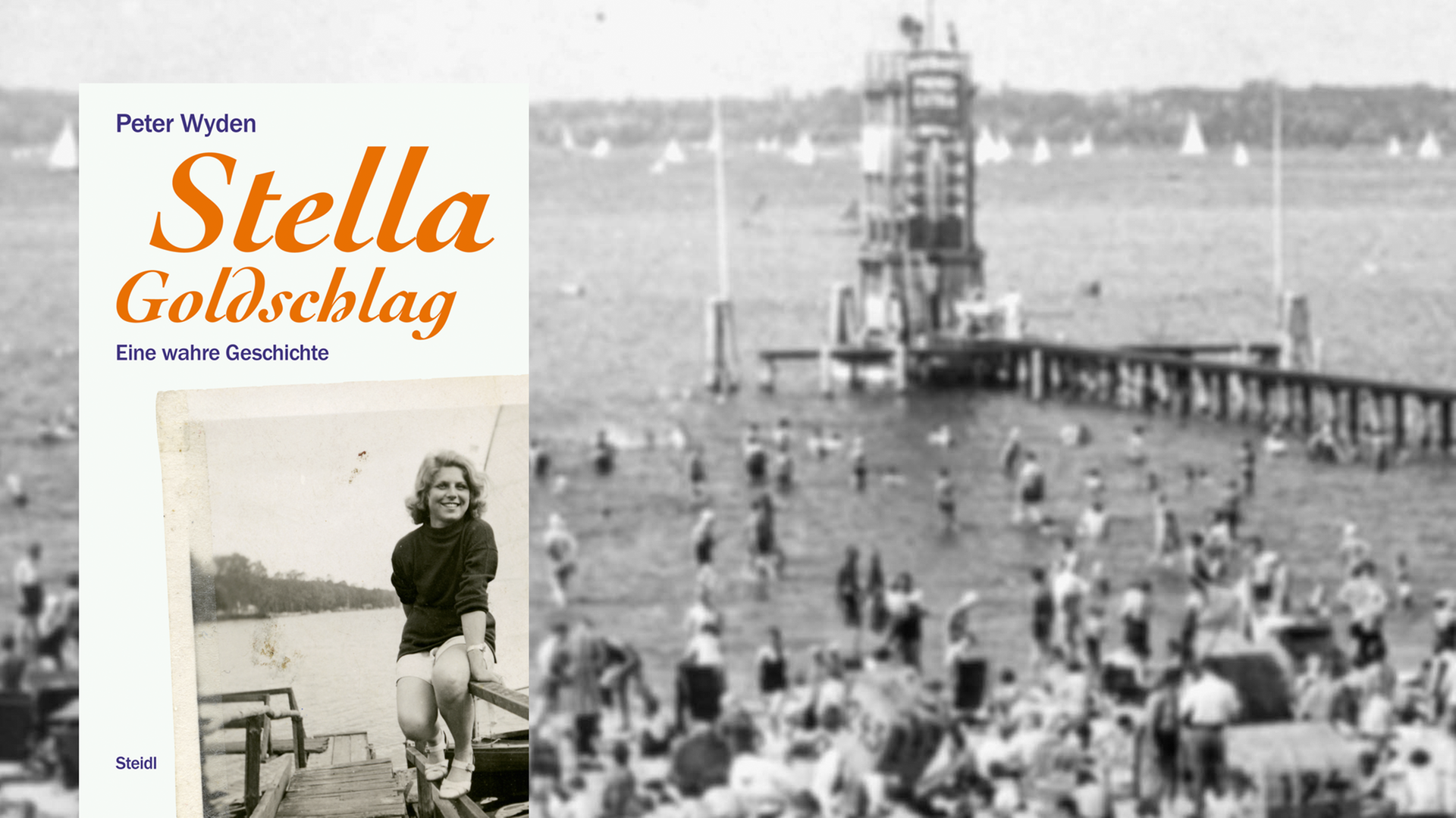 Cover von Peter Wydens "Stella Goldschlag", im Hintergrund sind Badegäste im Berliner Strandbad Wannsee um 1935 zu sehen Cover von Peter Wydens "Stella Goldschlag", im Hintergrund sind Badegäste im Berliner Strandbad Wannsee um 1935 zu sehen