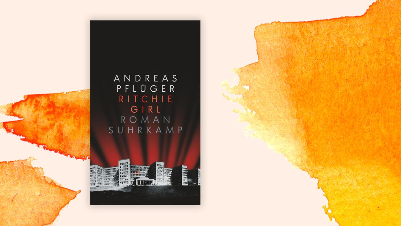 Das Cover des Krimis von Andreas Pflüger, "Ritchie Girl", auf orange-weißem Grund.