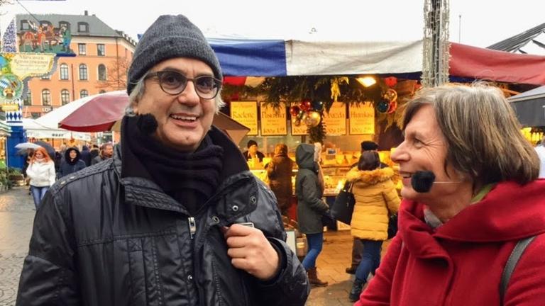 Friedrich Ani und Renate Schönfelder auf dem Viktualienmarkt Friedrich Ani und Renate Schönfelder auf dem Viktualienmarkt