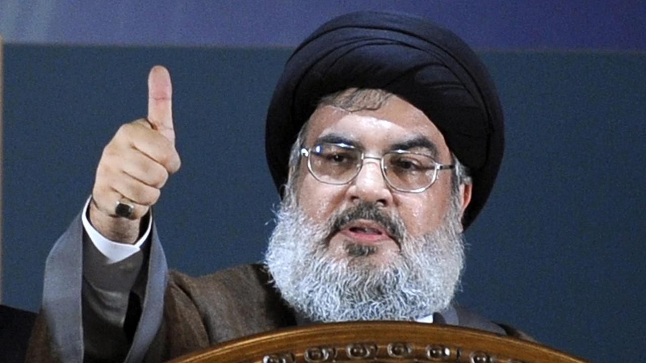 Der Hisbollah-Führer Hassan Nassrallah spricht auf einer Versammlung anlässlich des "Al-Quds-International-Day" in Beirut/Libanon am 02.08.2013. Der Hisbollah-Führer Hassan Nassrallah spricht auf einer Versammlung anlässlich des "Al-Quds-International-Day" in Beirut/Libanon am 02.08.2013.