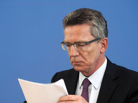 Bundesinnenminister Thomas de Maizière (CDU) Bundesinnenminister Thomas de Maizière (CDU)
