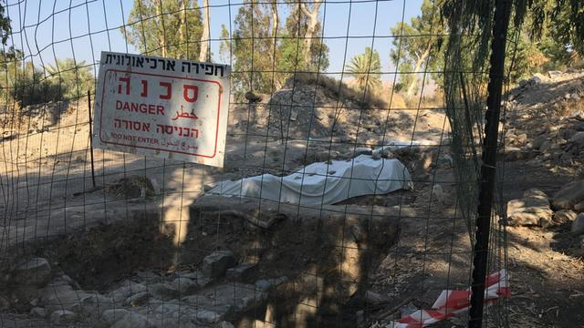 Bauzaun an der Ausgrabungsstätte, an der der israelische Archäologe Mordechai Aviam die antike Stadt Bethsaida gefunden haben will.