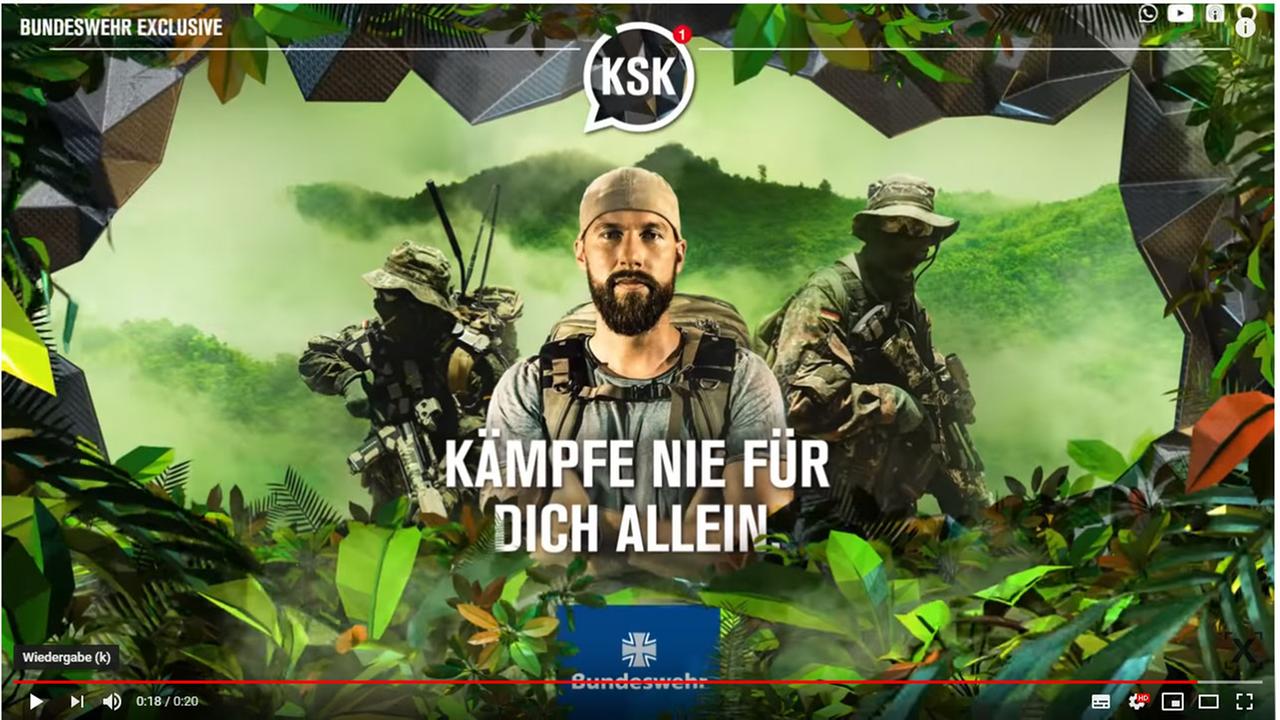 Screenshot der Youtube-Serie "KSK – Kämpfe nie für dich allein" Screenshot der Youtube-Serie "KSK – Kämpfe nie für dich allein"