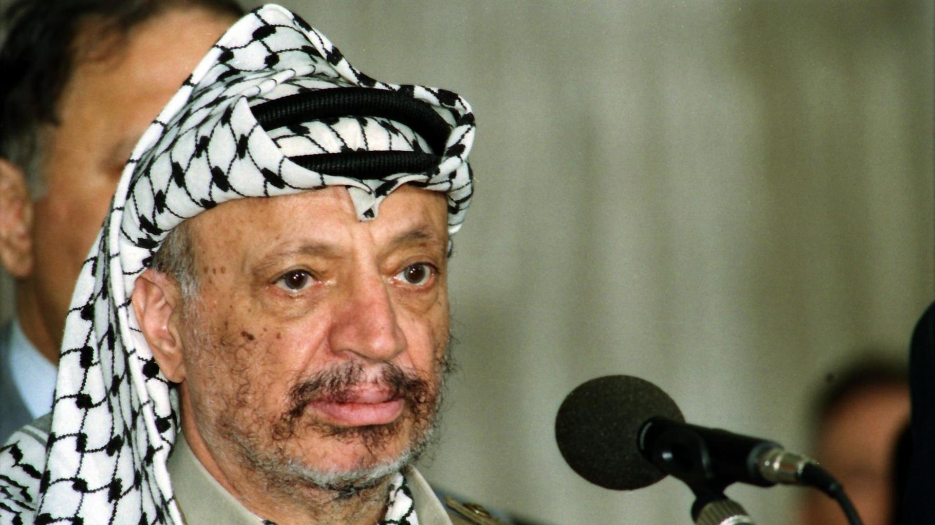 Jassir Arafat, Vorsitzender der Palästinensischen Befreiungsorganisation PLO am 1.10.1993 Jassir Arafat, Vorsitzender der Palästinensischen Befreiungsorganisation PLO am 1.10.1993