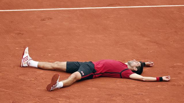Novak Djokovic nach seinem Sieg über Andy Murray bei den French Open.