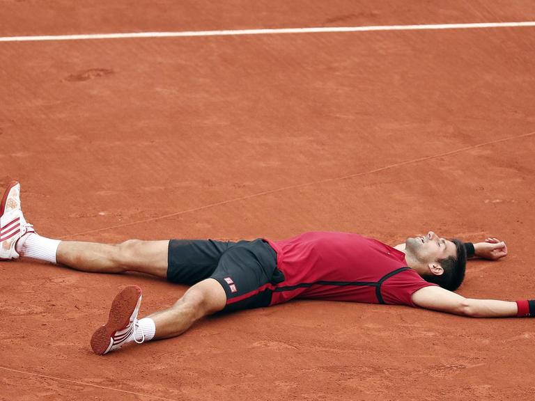 Novak Djokovic nach seinem Sieg über Andy Murray bei den French Open.