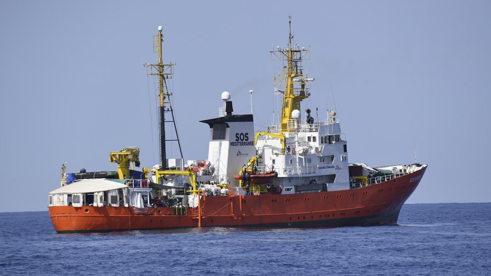 Das Foto zeigt das Schiff "Aquarius" der französischen Organisation "SOS Mediterranée am 12. Juni 2018. Das Foto zeigt das Schiff "Aquarius" der französischen Organisation "SOS Mediterranée am 12. Juni 2018.