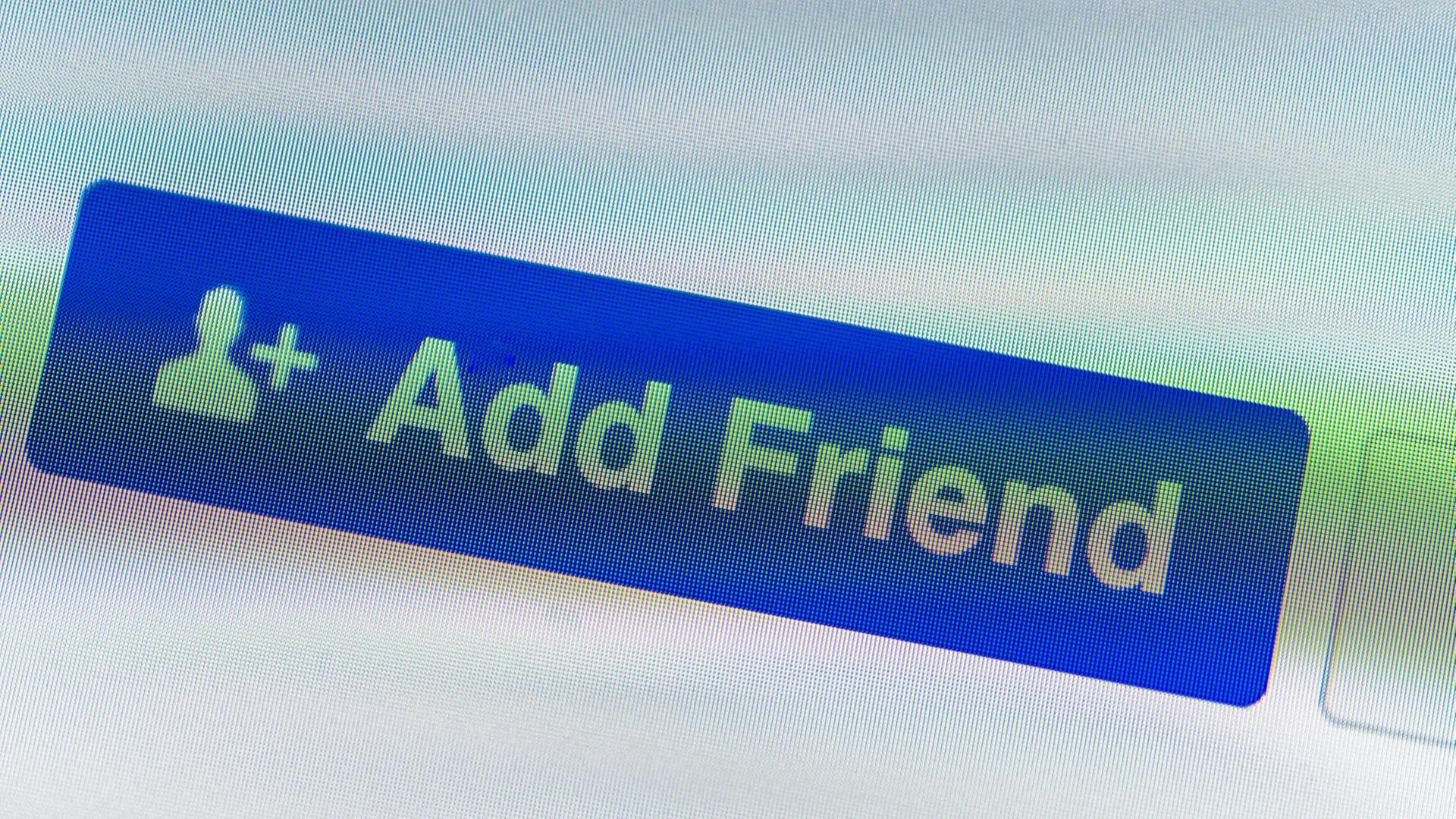 Anzeige Button mit der typischen Facebook Freundschaftsanfrage auf einem Smartphone.