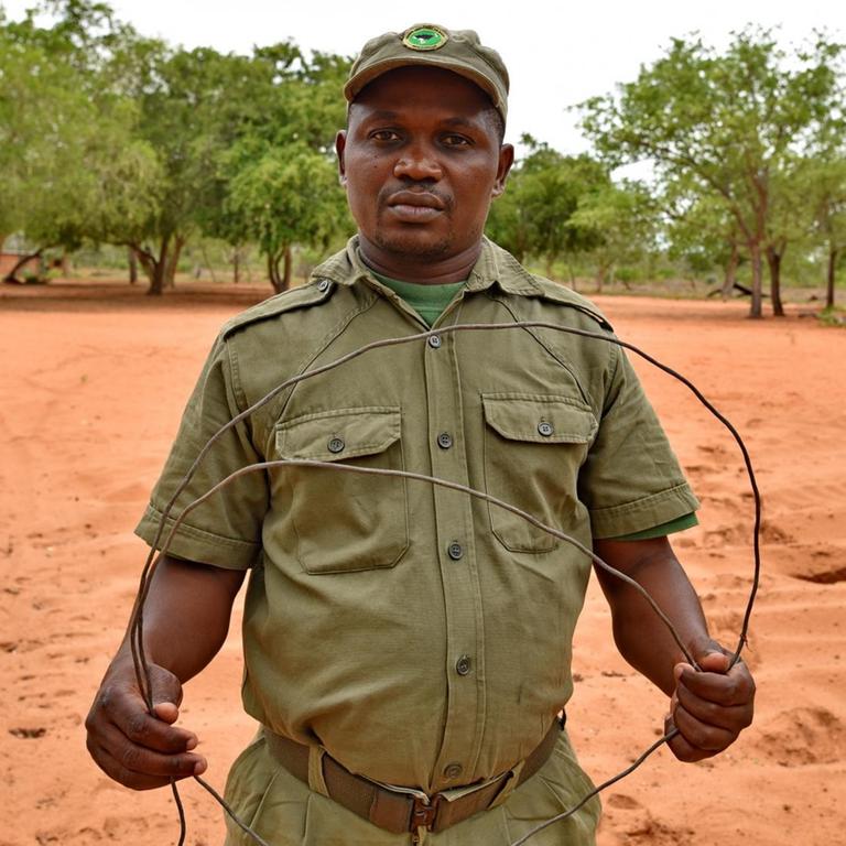 Kämpft nicht nur gegen die Schlingen der Wilderer, auch gegen Dürre und Armut: Der stellvertretende Leiter des Nationalparks Banhine in Mosambik, Helder Mandlate.