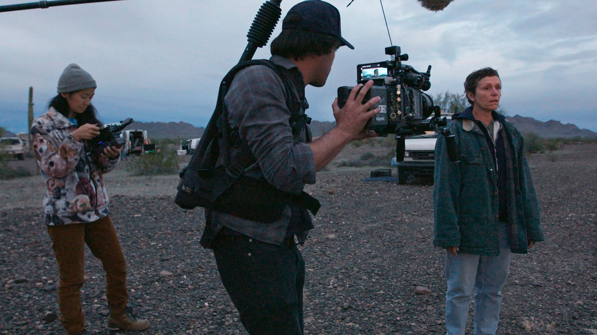 Auf dem Bild sieht man Dreh-Arbeiten zu dem Film "Nomadland". Auf dem Bild sieht man Dreh-Arbeiten zu dem Film "Nomadland".