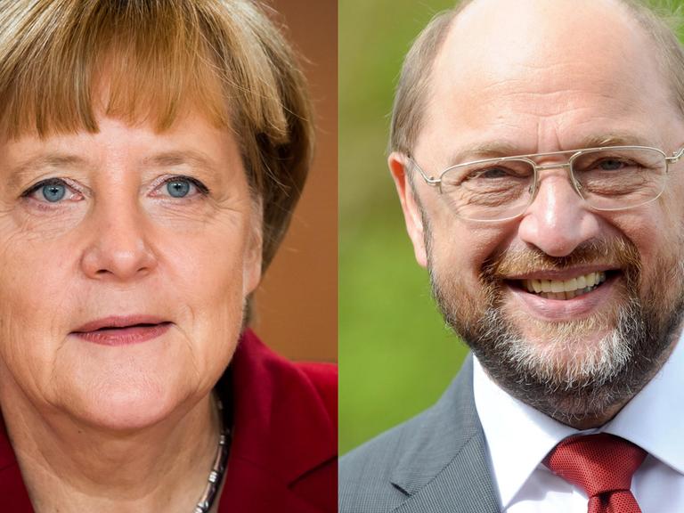Kanzlerin Angela Merkel (CDU) und Kanzlerkandidat Martin Schulz (SPD) in einer Bildkombo
