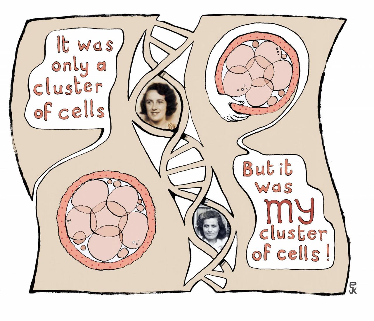 Paula Knights Comic-Zeichnung "Cluster of Cells" Paula Knights Comic-Zeichnung "Cluster of Cells"