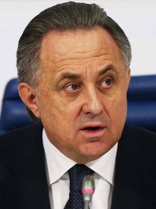 Russlands Sport-Minister Vitaly Mutko am 25.12.2015 bei seiner Pressekonferenz zum Ende des Jahres in Moskau.