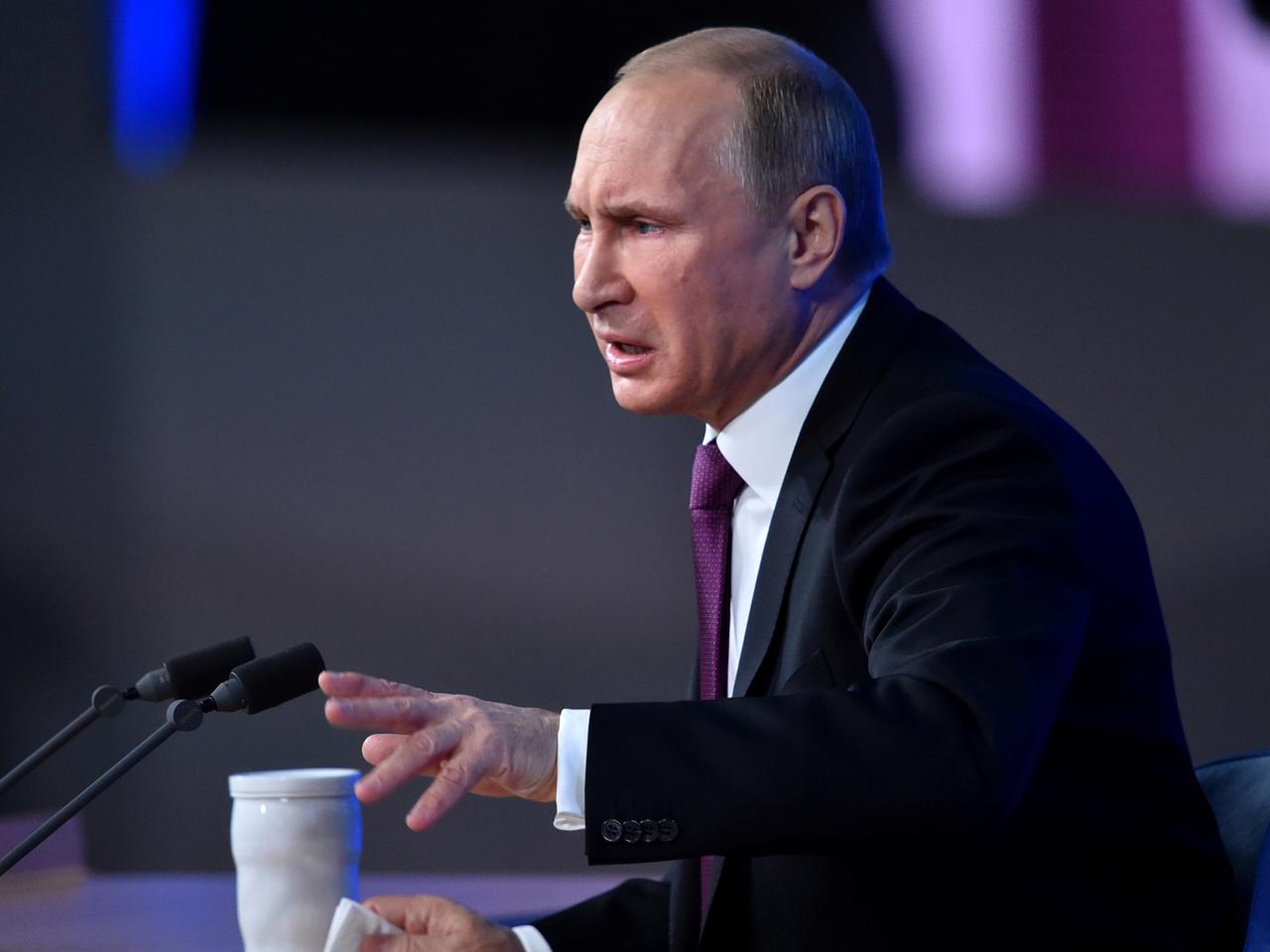 Wladimir Putin bei der Pressekonferenz in Moskau
