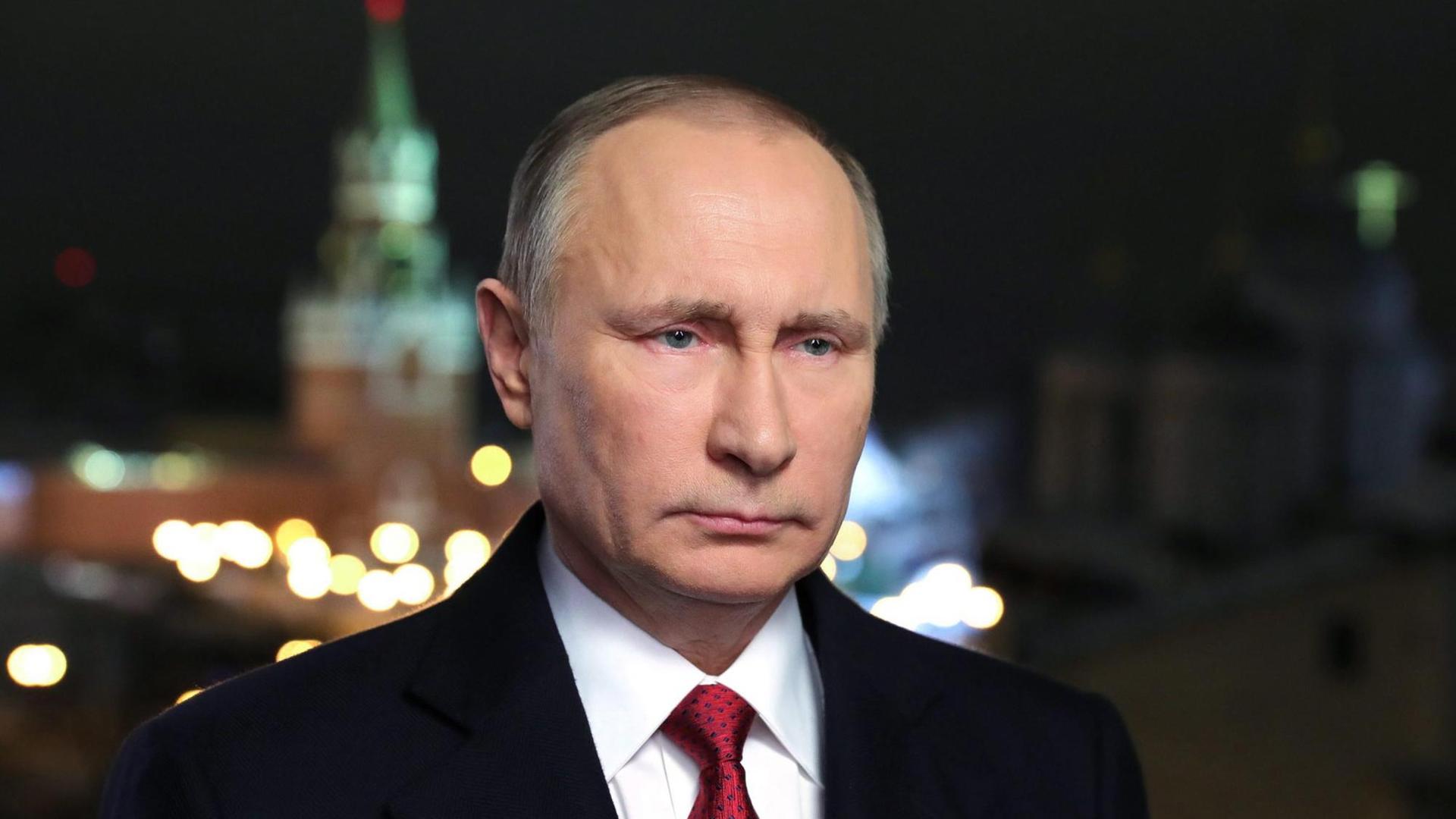 Der russische Präsident Wladimir Putin während seiner Neujahrsansprache in Moskau