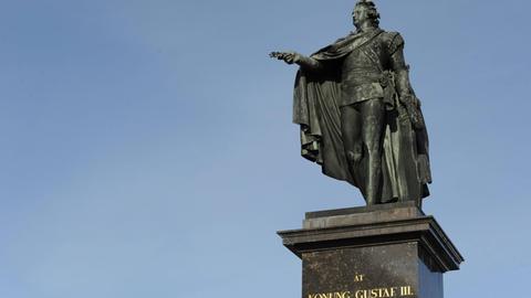 Eine Statue von König Gustav III. in der schwedischen Hauptstadt Stockholm.