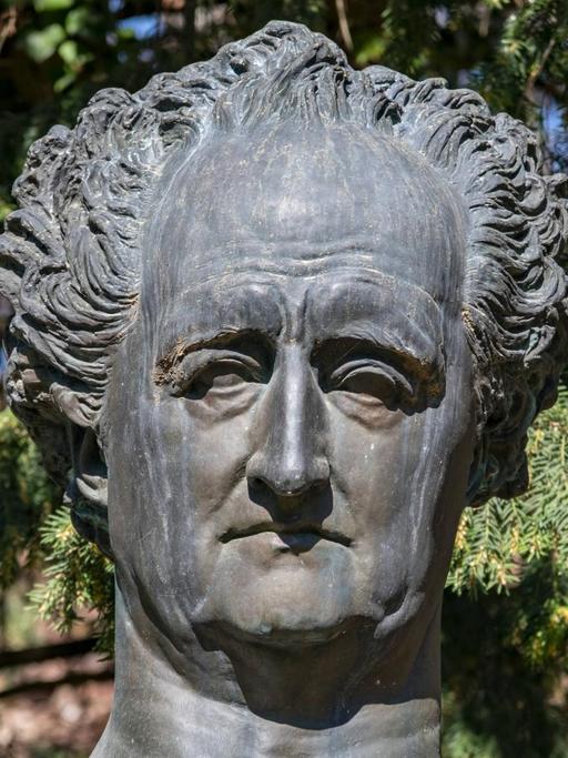 Eine dreckige Statue von Goethe
