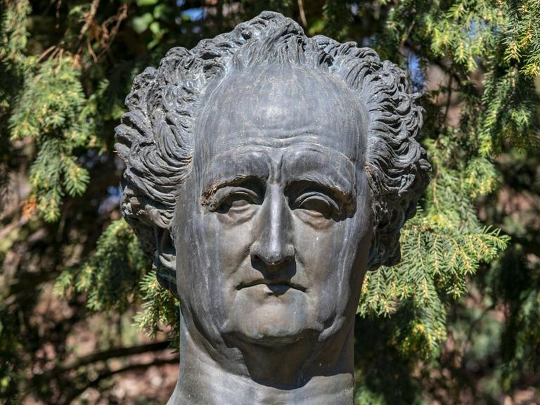 Eine dreckige Statue von Goethe