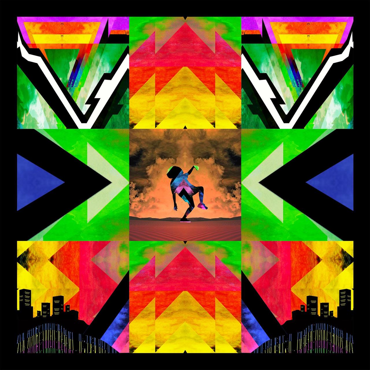 Das Cover des Albums "Egoli" von Africa Express zeigt bunte Quadrate, Zick-zack-Linien und ein tanzendes Wesen in der Mitte