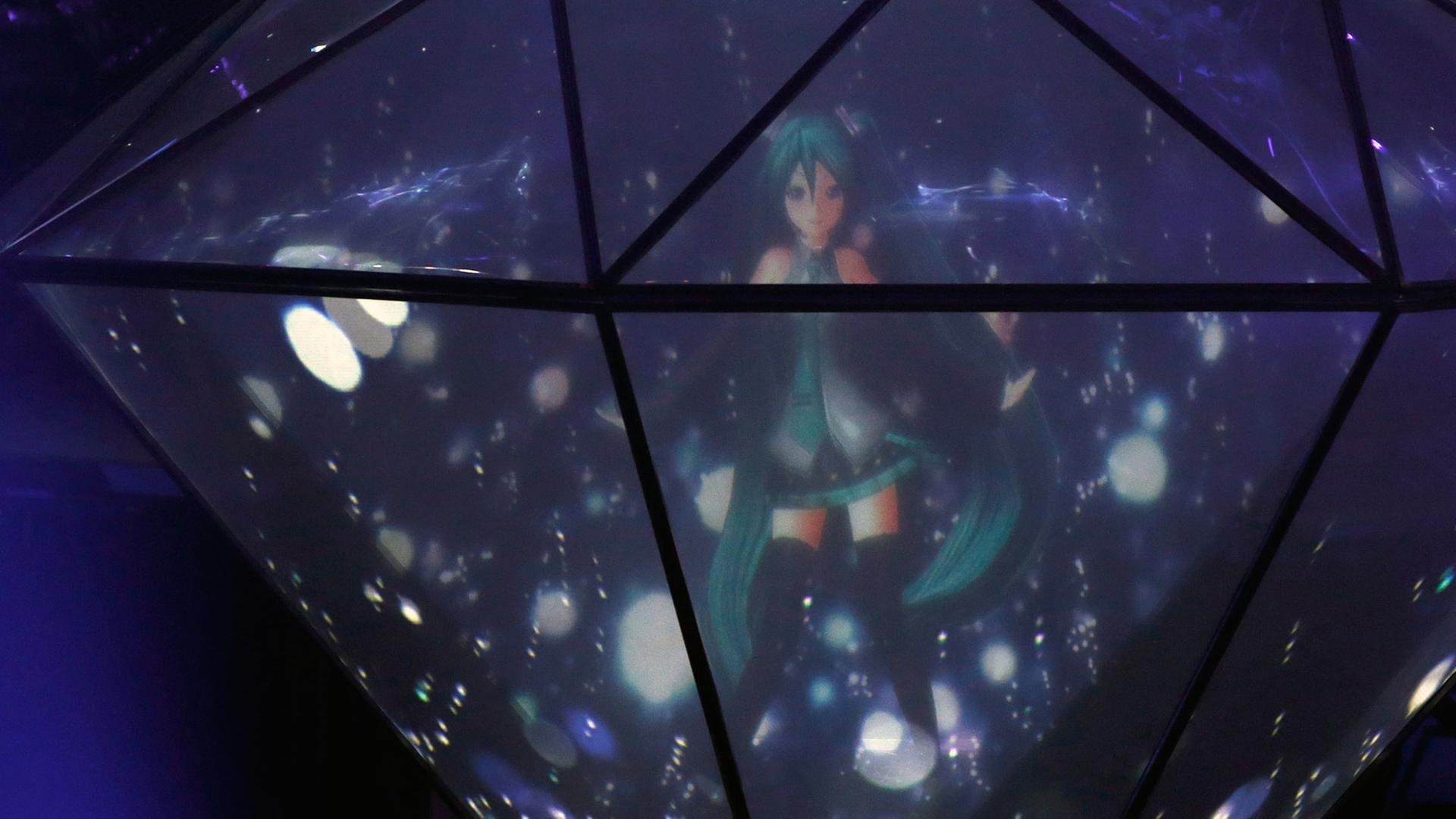 Die virtuelle Sängerin Hatsune Miku bei den MTV Music Awards in ihrem Heimatland Japan. Die virtuelle Sängerin Hatsune Miku bei den MTV Music Awards in ihrem Heimatland Japan.