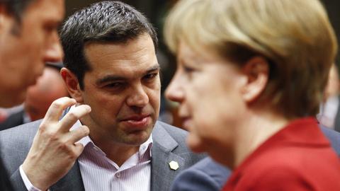 Der griechische Ministerpräsident Alexis Tsipras und Bundeskanzlerin Angela Merkel bei einem Treffen in Brüssel.
