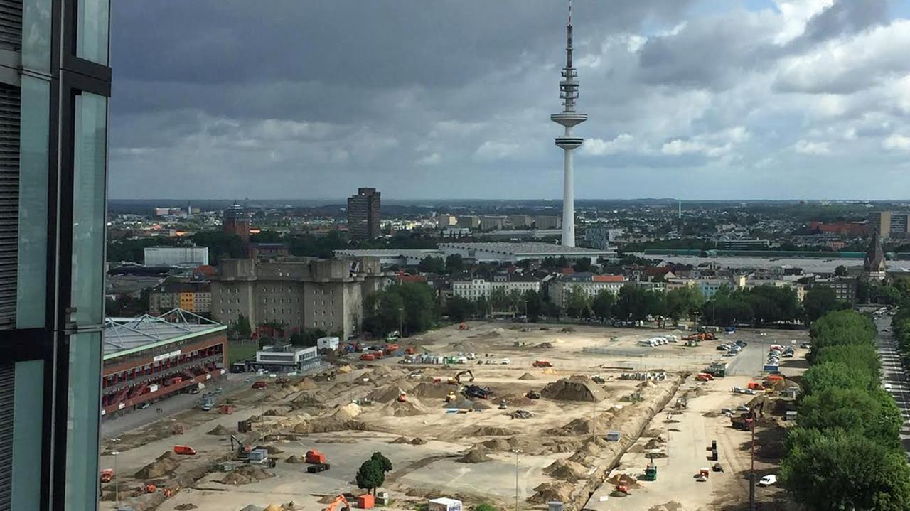 Bauarbeiten auf dem Heiligengeistfeld in Hamburg.